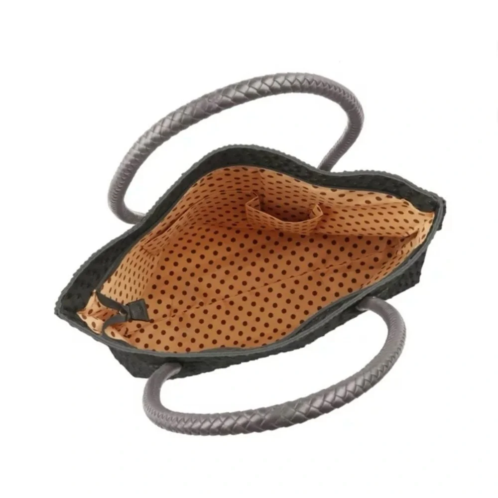 22 TOTE Bag, Top Handle, Ostrich Print, Tope Color - Picture 3 of 4